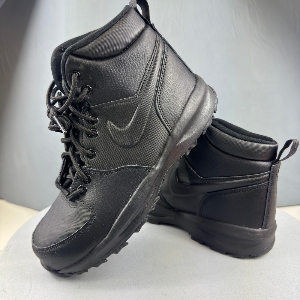 Nike Manoa LTR GS Kids Size 6Y Leather Hiking Boot Triple Black BQ5372-001